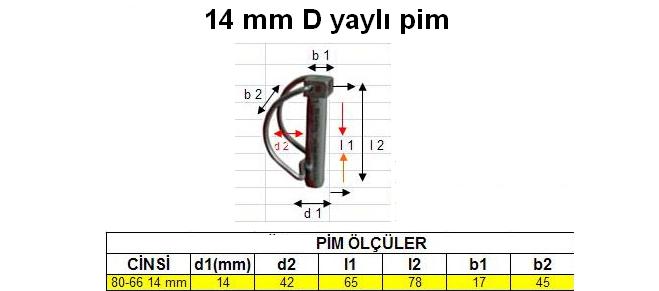 14 mm D Yaylı Pim